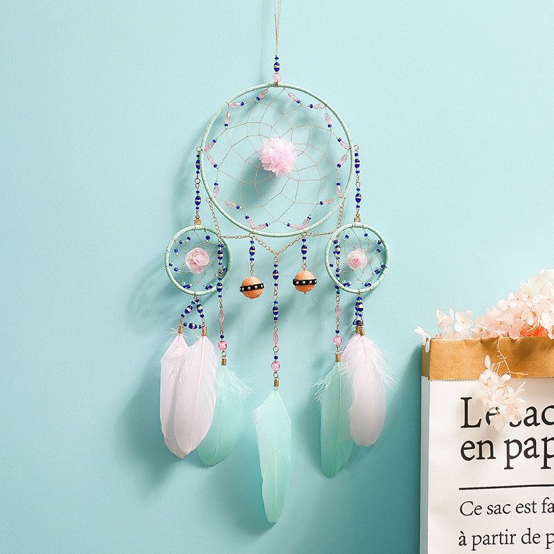 Feather Crafts Colorful Dream Catcher Wind Chimes Handmade Ornaments