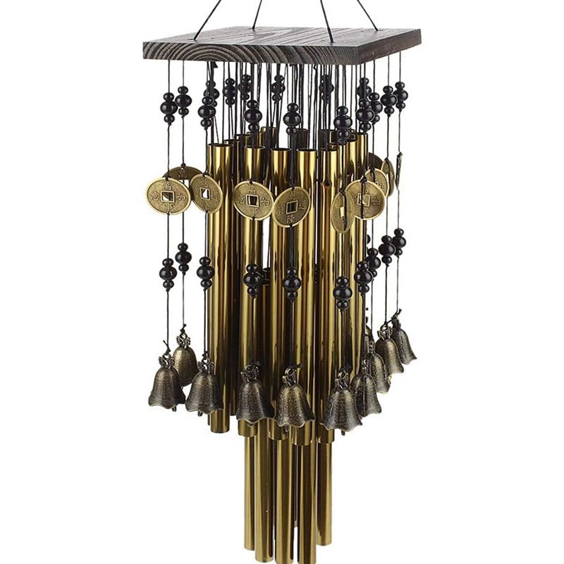 Outdoor Indoor Metal Tube Wind Chime with Copper Bell Large Windchimes For Yard Patio Garden Terrace Decoration 80cm