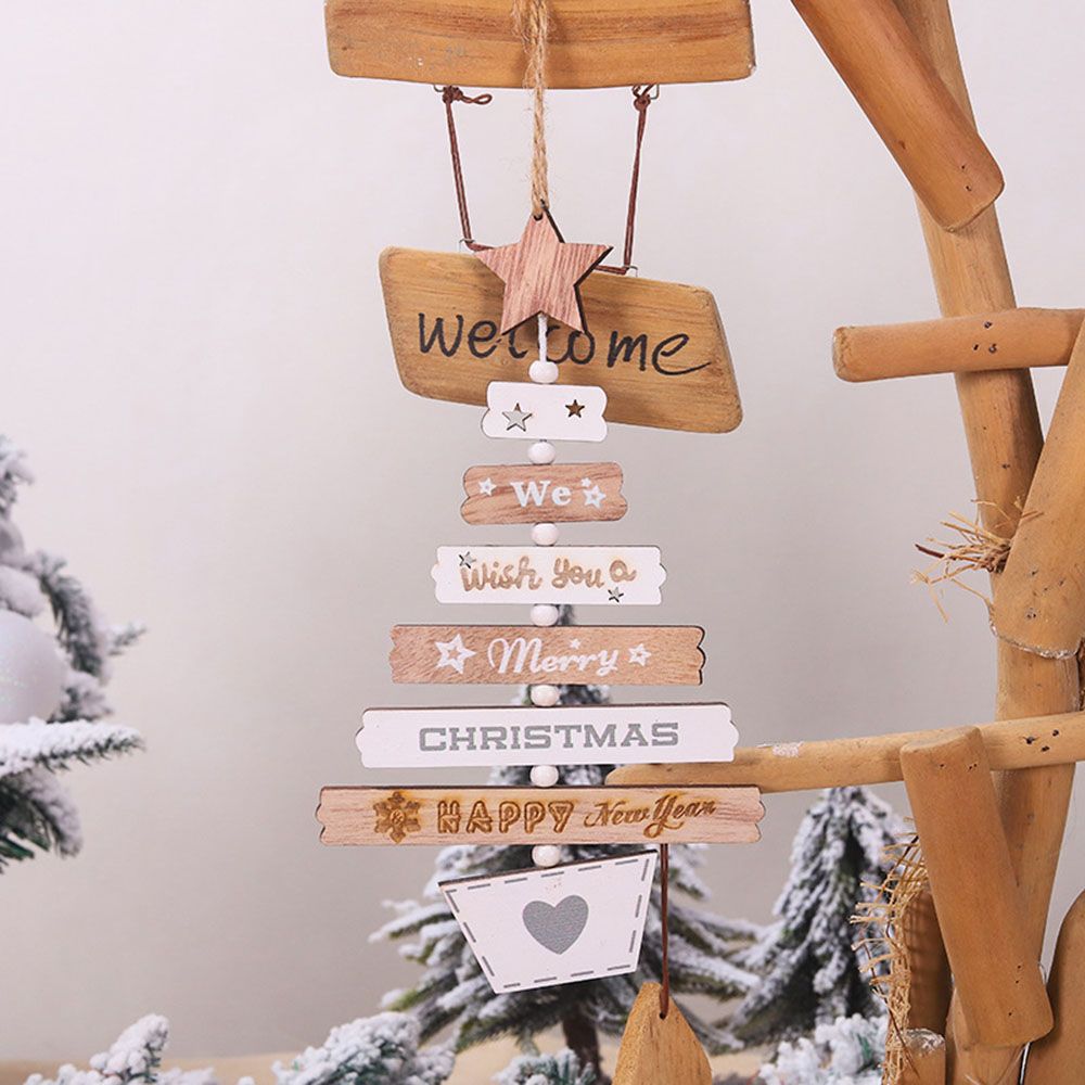 New Year Natural Wood Christmas Ornament Wooden Hanging Pendants Gifts Home Christmas Party Xmas Gift Christmas Decoration