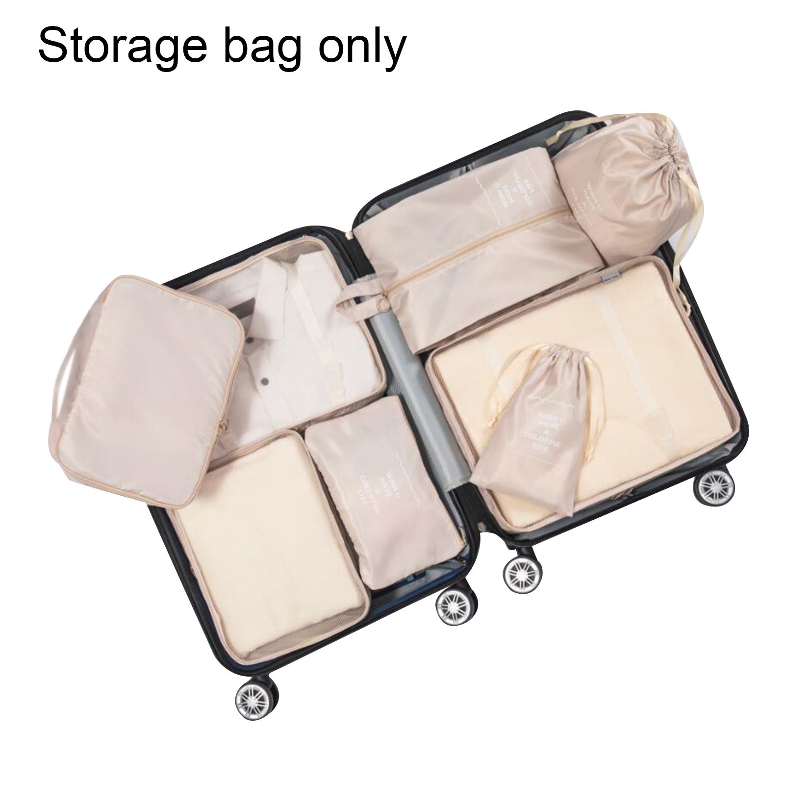 8Pcs/Set Packing Pouch Large Capacity Waterproof Fabric Foldable Wearable Luggage Suitcase Storage Organizer Bag for Travel