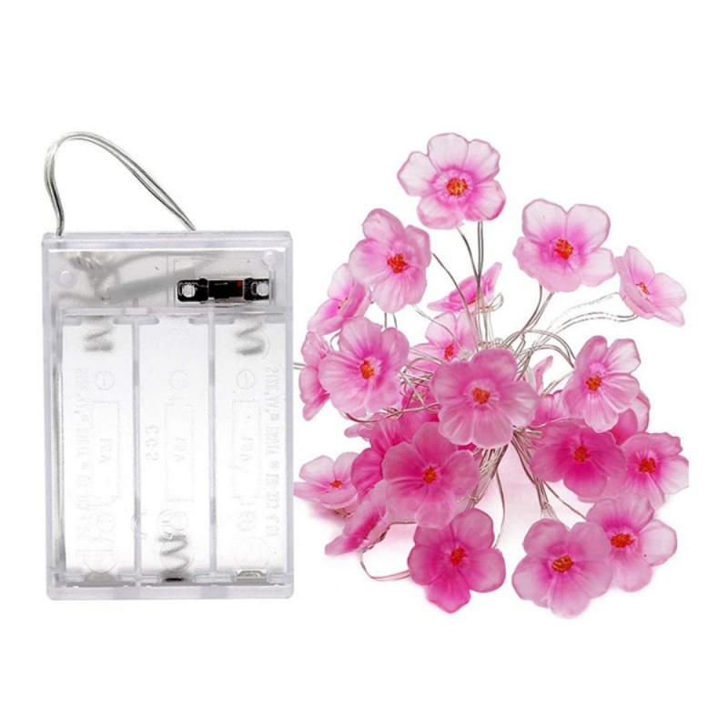 Cherry Lighting Strings Blossom Flower 2M LED String Fairy Lamp For Indoor Wedding Pink Bells Garland Deco Outdoor Light Fixture--as picture--