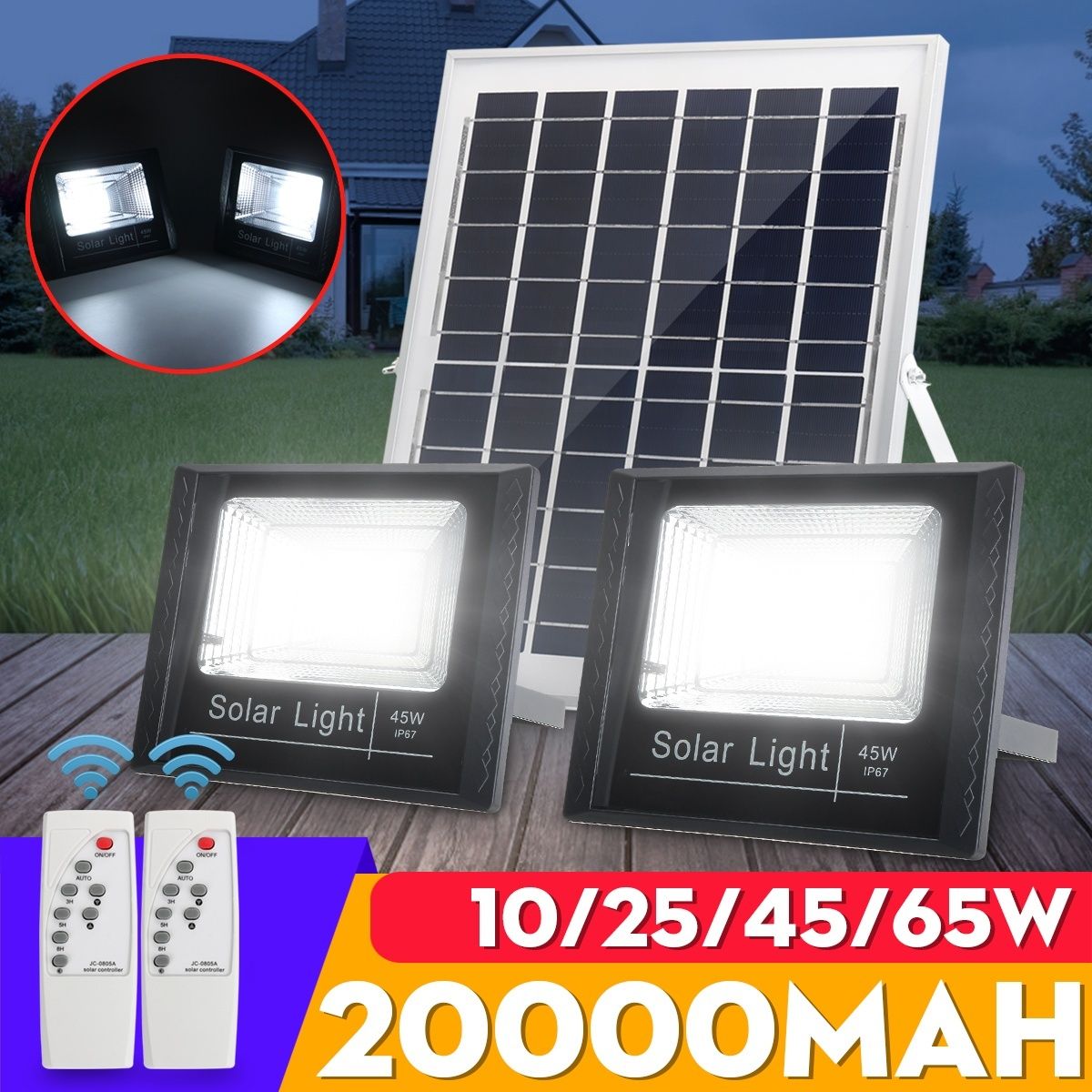 20/40/60/80 LED Solar Split Wall Lamp Super Bright With Remote 10W/25W/45W/65W LED Outdoor IP67 Waterproof Lamp Body Sensor Flood Light Spotlight Garden Security Landscape Lighting