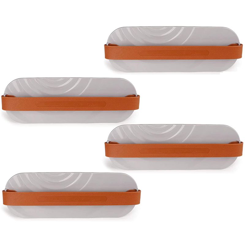 4 Pack Wall Mounted Shoes Rack, Plastic Slippers Storage Rack Holder with 8 Pack Sticky Hanging Strips