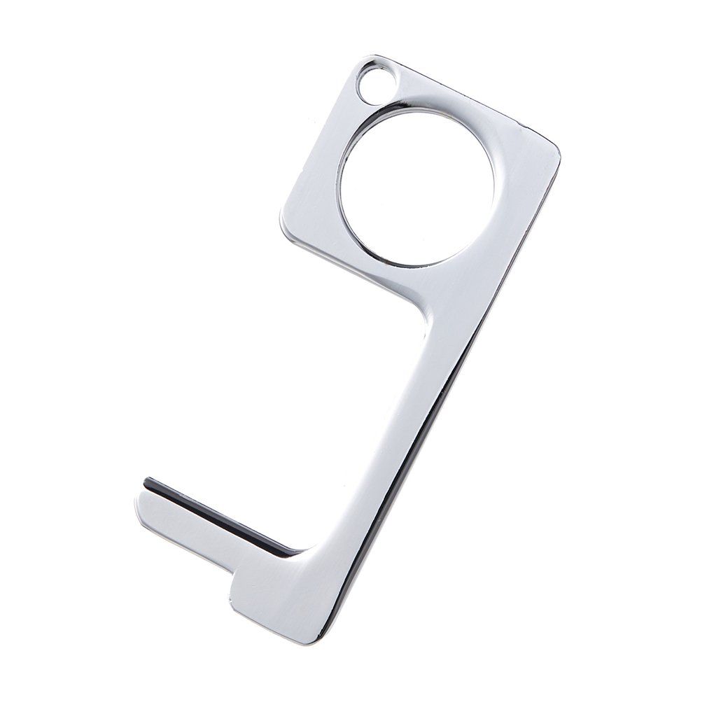 Gold Silver Electric Strike Hygiene Hand Contact-Free Door Handle Elevator Tool Brass Multifunctional Keychain