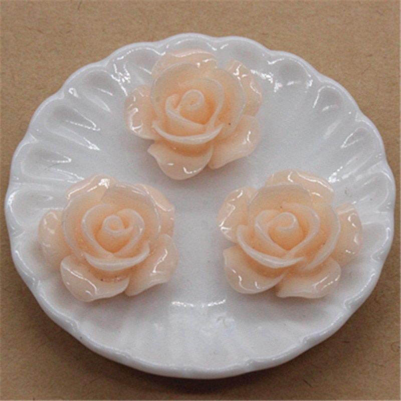 50pcs 15mm Resin Rose Flowers Flat Back Cabochon DIY Jewelry/ Craft Home Decoration Accessories,20 colors to choose