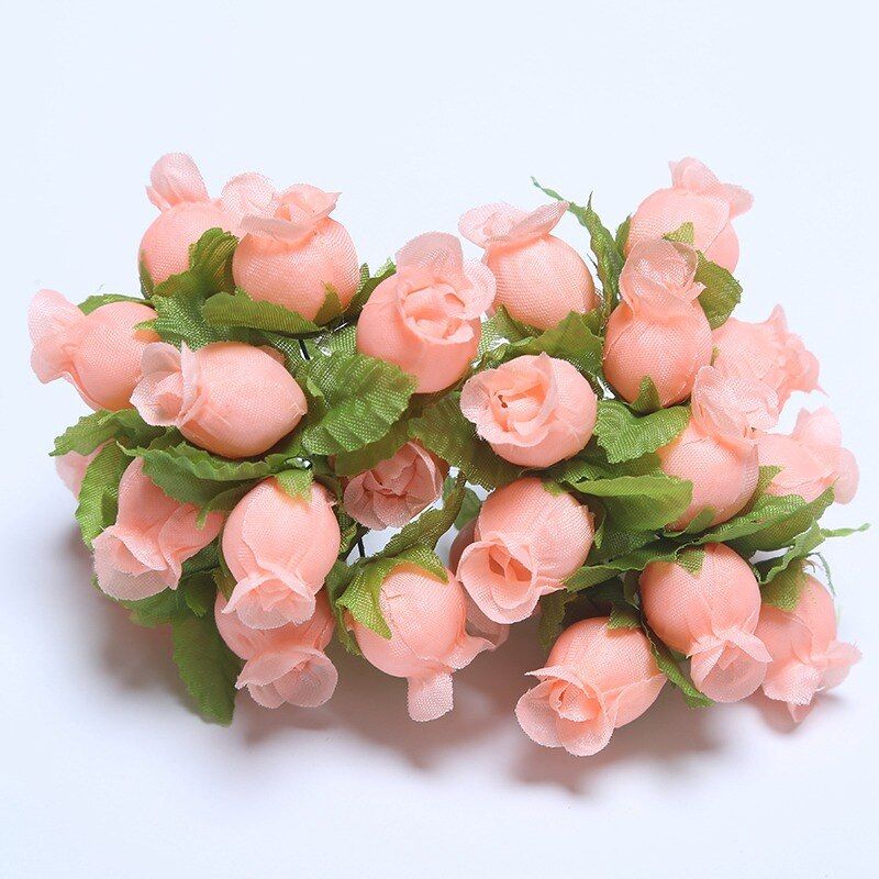 12pcs Mini Artificial Flower Silk Rose Flower Bouquet for Wedding Party Home Decoration DIY Wreath Scrapbook accessories
