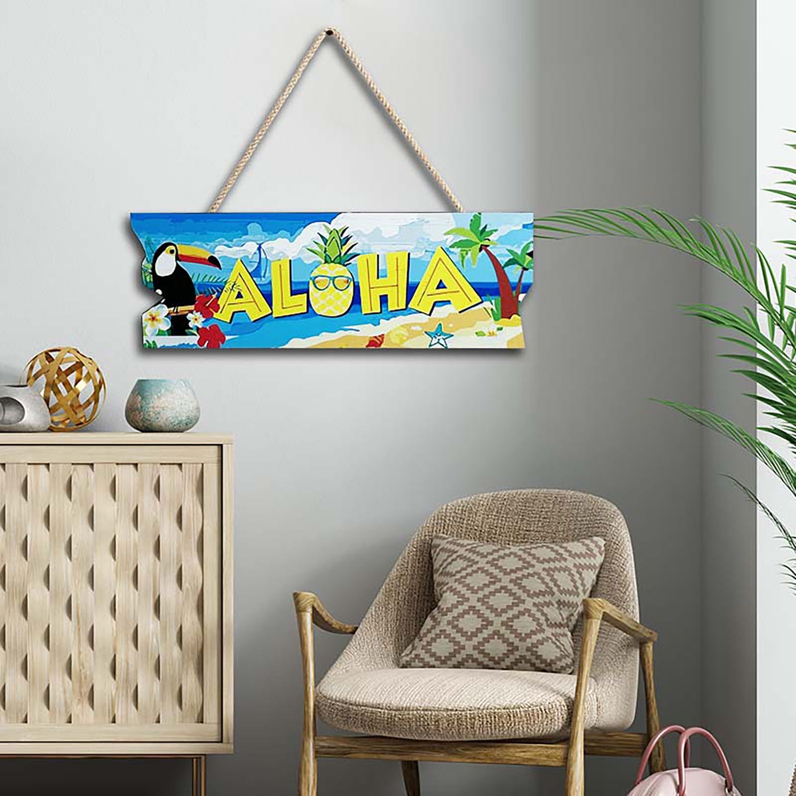 Wood Plaque Ocean Style Home Wall Hanging Inspirational Summer Plaque