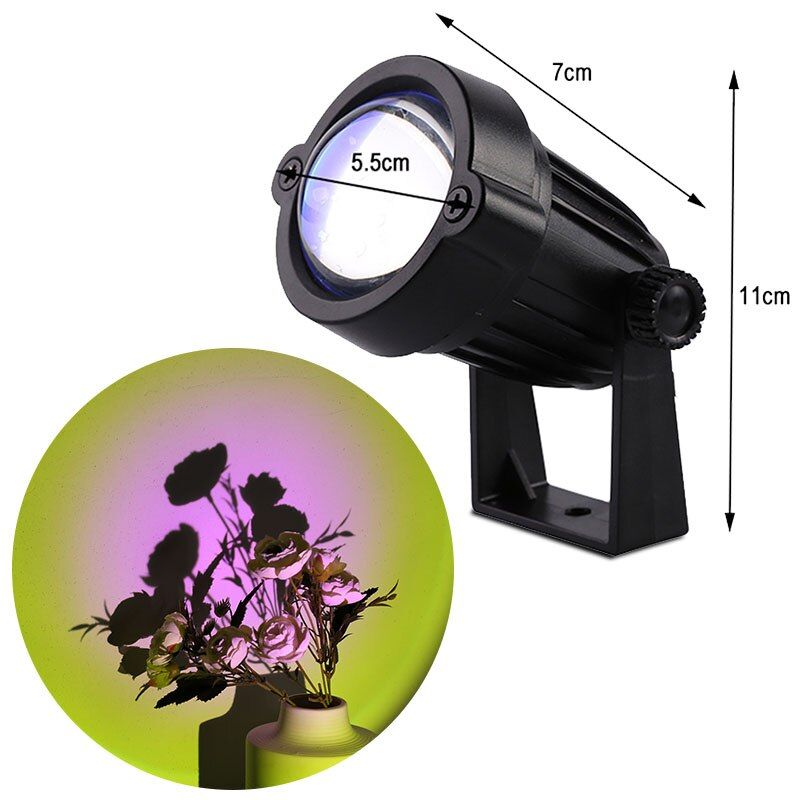 Sunset Projection Lamp Rainbow Atmosphere Led Night Light Sunset Light For Bedroom Background Wall, Éclairage fantaisie, 선셋 조명