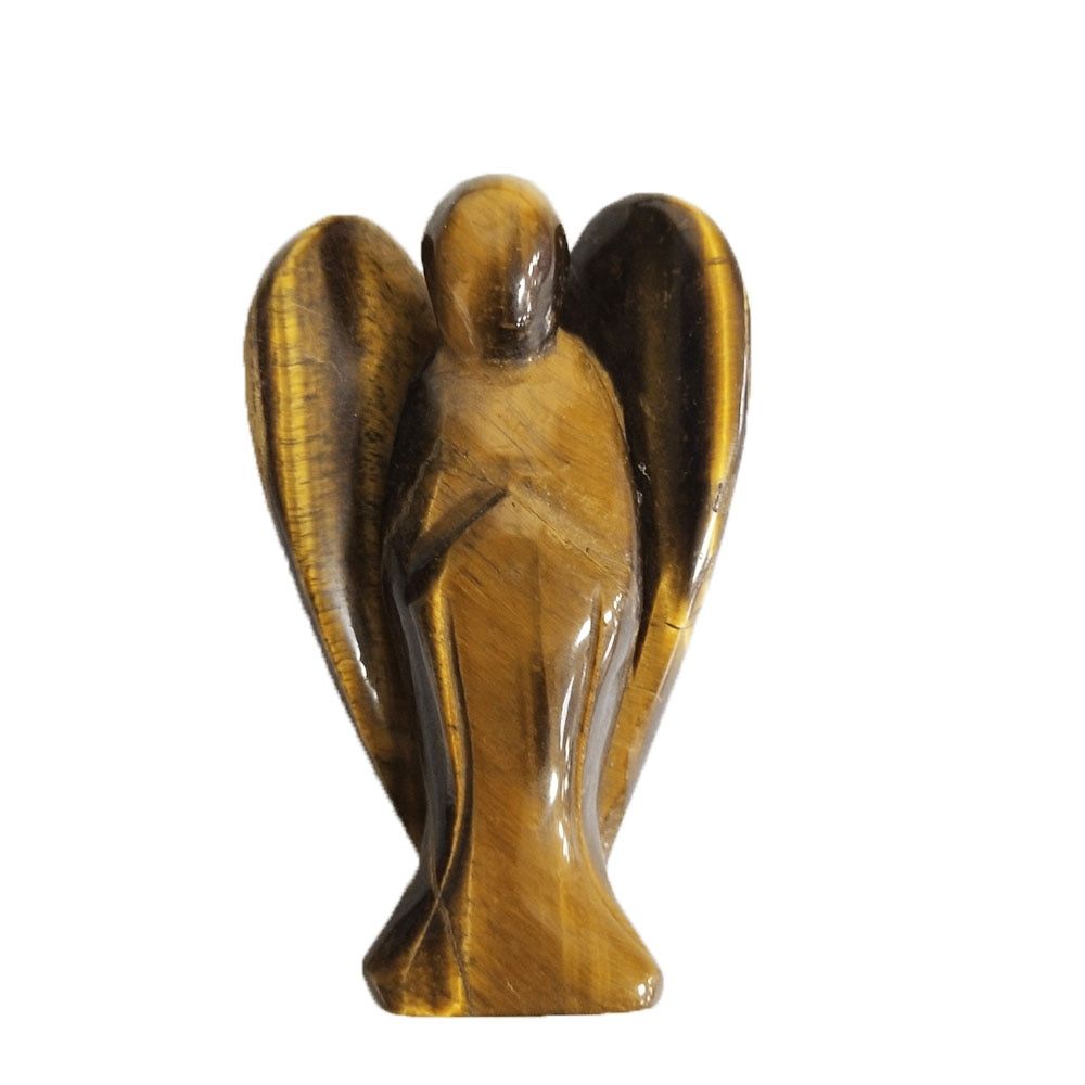 3 inch Angel Shape Natural Green Aventurine Yellow Tiger Eye Healing Gemstone Mascot Figurine For Home Decoration Gift Crafts ZX