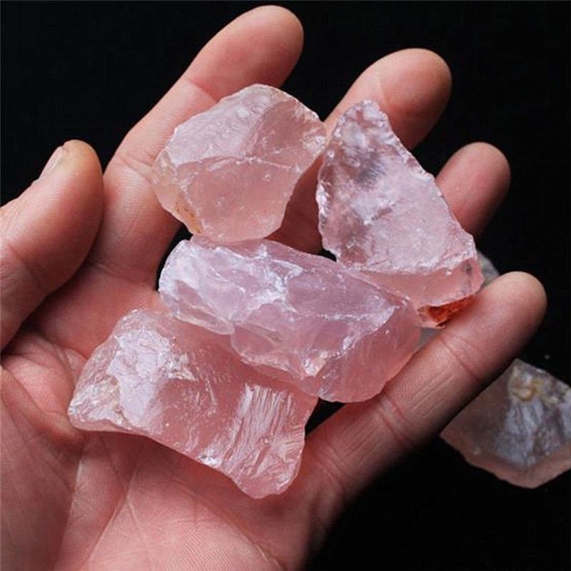 Natural Pink Quartz Crystal Stone Rock Mineral Specimen Treatment Stone Point Healing Hexagonal Wand DIY Pendant 2-3cm