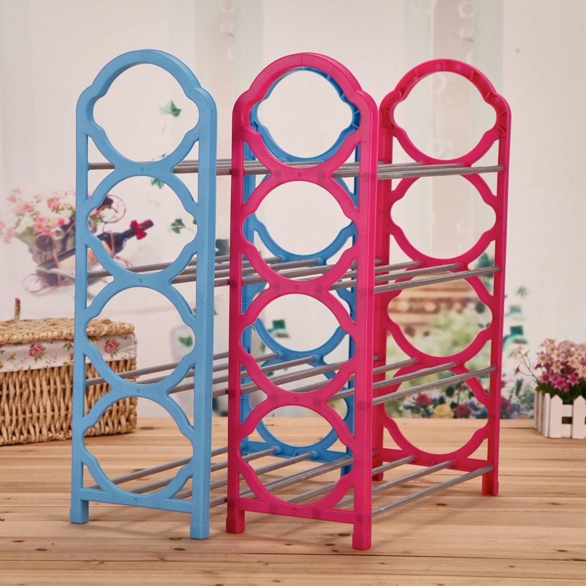 Four-Story Simple Shoe Rack Household Combination Metal Shoe Rack Creative Magic Shoe Racks