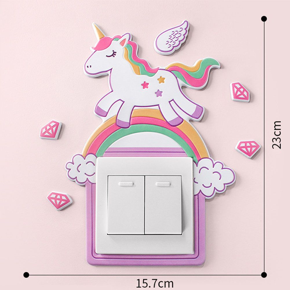 Yfashion Cute Cartoon 3D Shape Self-adhesion Noctilucence Switch Sticker e Wall Decor