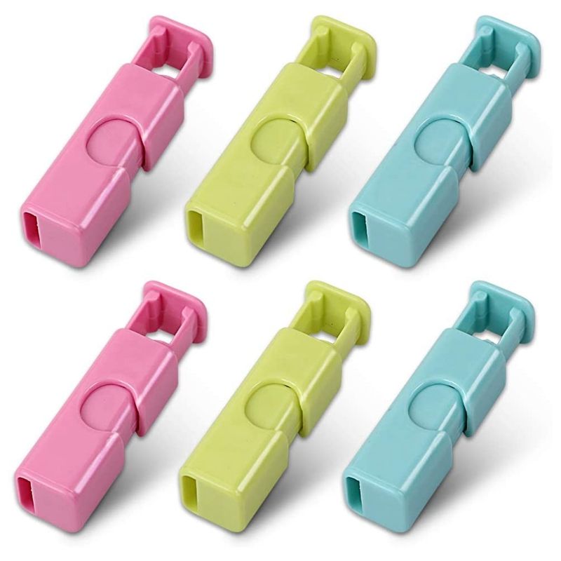 Squeeze Bread Bag Clips, Bag Cinches, Bagel Bag Clips, Slip Grip Easy Squeeze & Lock, Assorted Color, 6 Pack