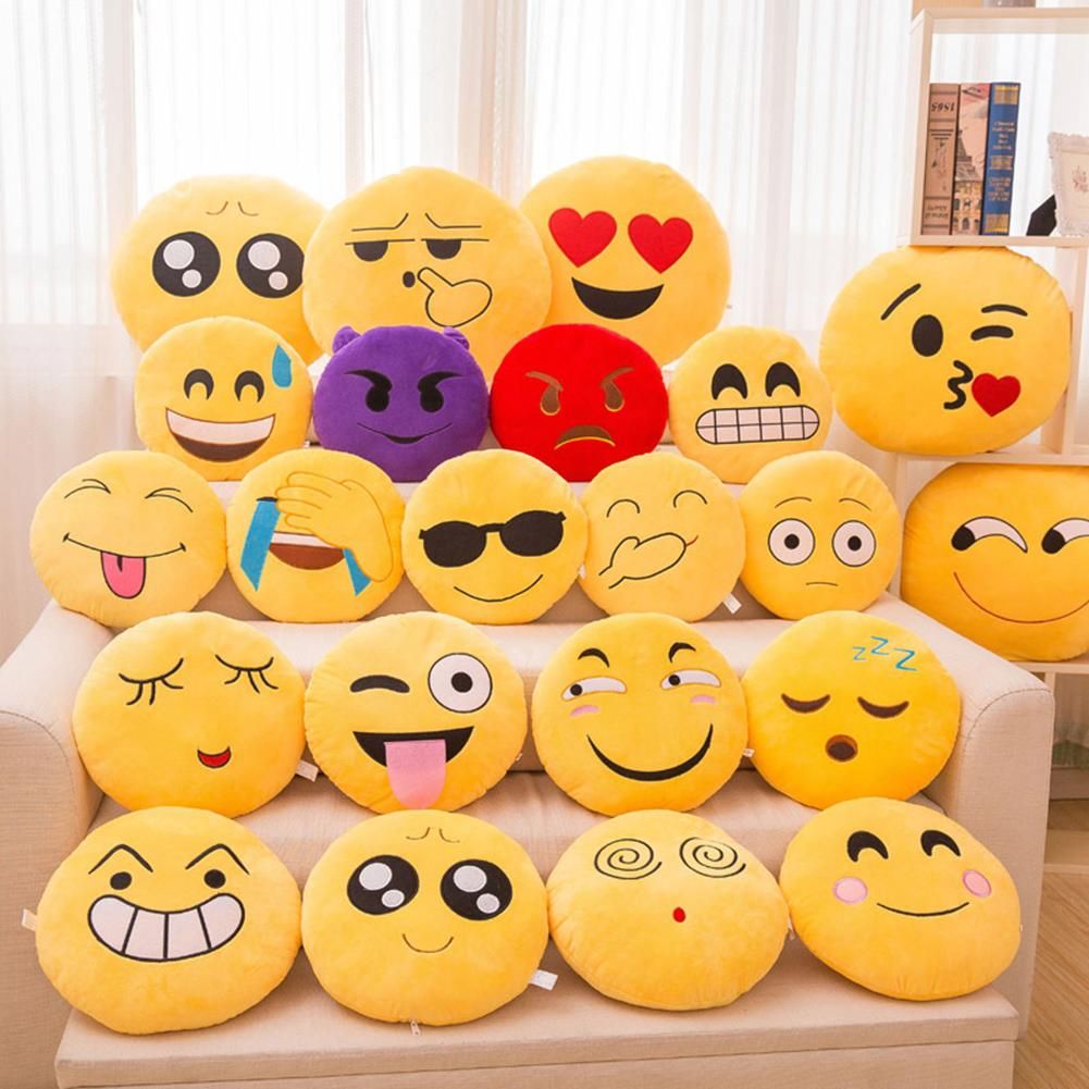 15CM Soft Emoji Yellow Round Cushion Emoticon Stuffed Plush Toy Smiley Pillow