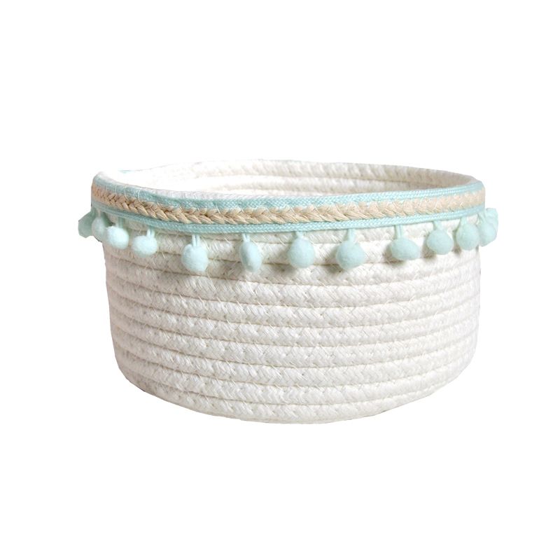 Round Cotton Rope Storage Basket Dirty Clothes Basket Cosmetics Kids Toy Desk Organizer Hamper Home Accessories(Blue)