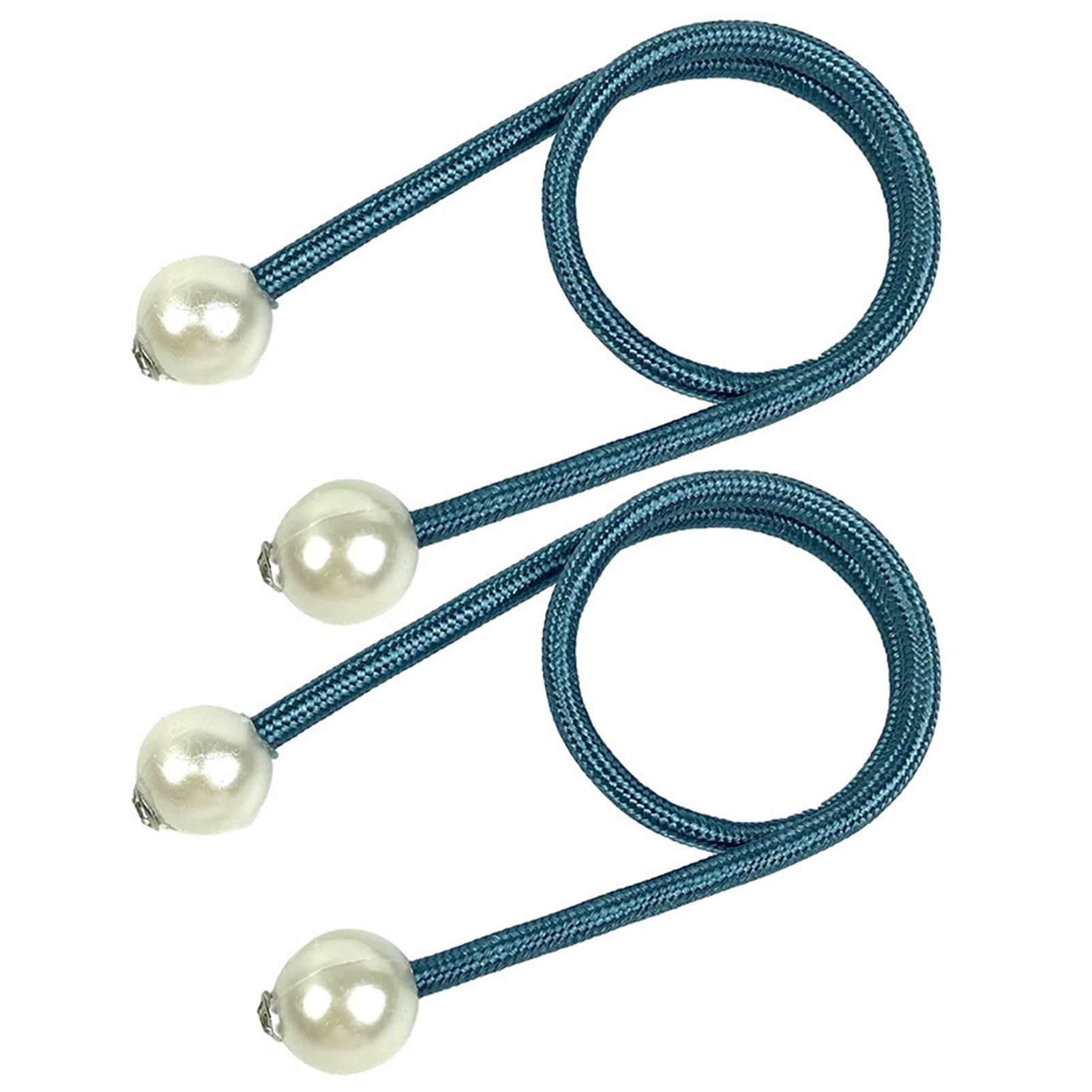 2Pcs Curtain Tieback Faux Pearl Pattern Punch Free Polyester Window Curtain Draperies Home Decor
