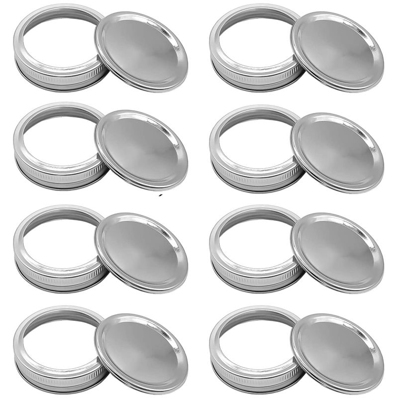 30 Packs Canning Lids, Regular Mouth Lids and Bands for Mason Jar, Stainless Steel Lids, Split-Type Lids Leak Proof