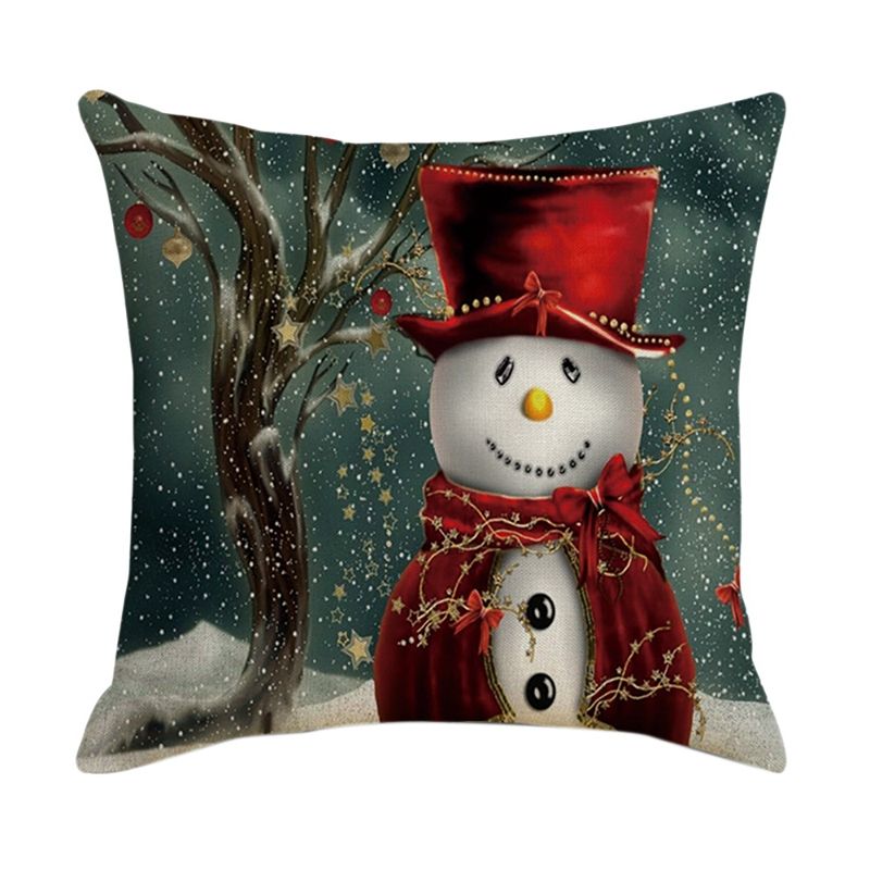 Christmas Square Pillowcase Home Decor Linen Pillow Cases Cushion Covers for Sofa Car Car Pattern Gift 45X45CM