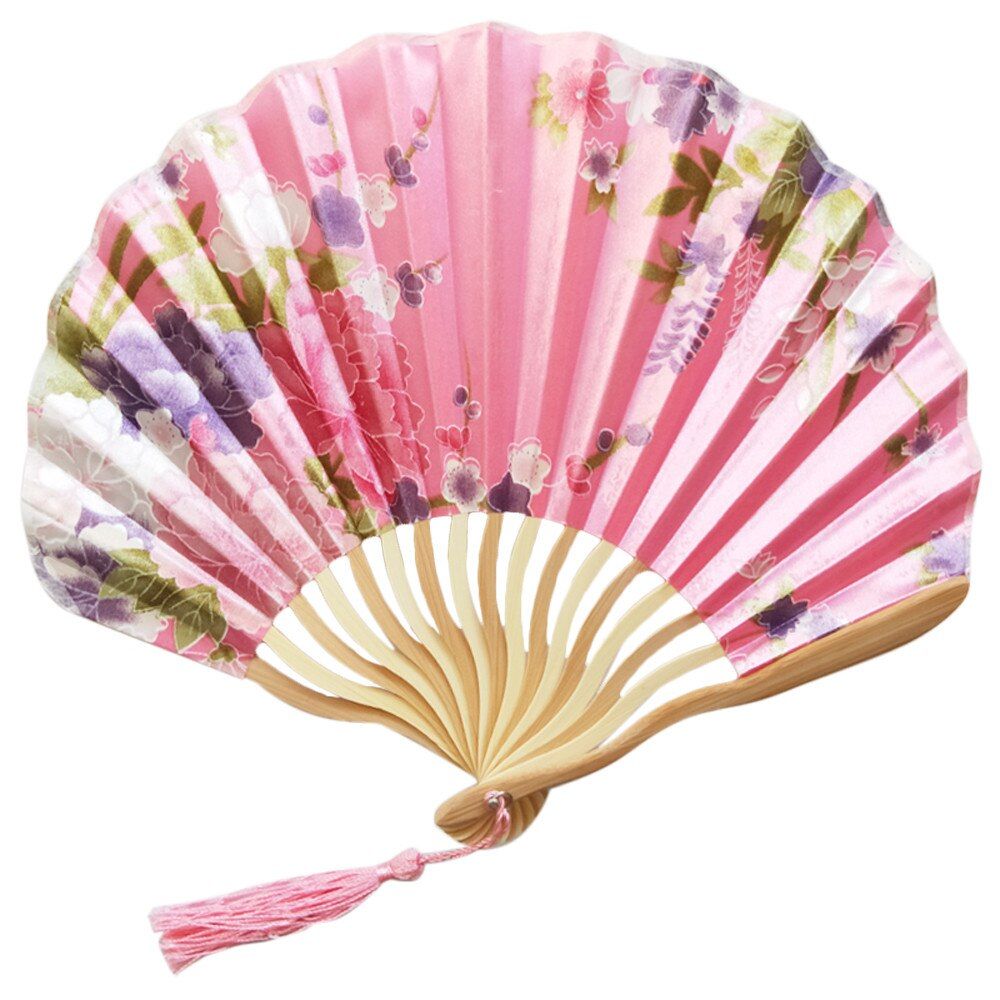 Chinese Style Hand Held Fan Bamboo Paper Folding Fan High Quality Tassel Elegent Female Fan Summer Party Wedding Decoration #4