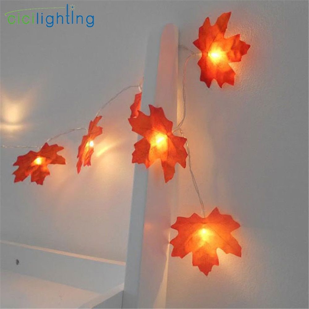 1M 2M 3M 4M 6M Maple Leaf LED String Lights Holiday Lighting Fairy Garland For Christmas Decorations Wedding Party Halloween--1m 10-light--
