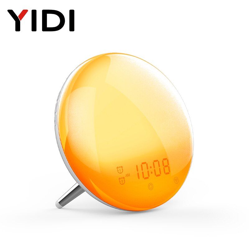 WiFi Smart Wake Up Light Workday Clock Sunrise/Sunset Simulation 4 Alarms Works with Alexa Google Home Tuya App Remote Control