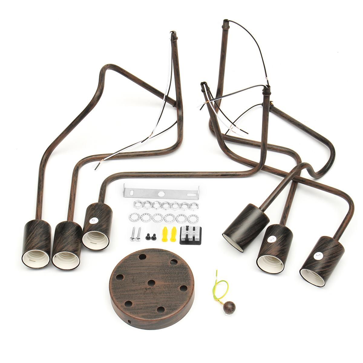 Retro Ceiling Light Modern Vintage Industrial Metal E27 Pendant Lamp 6 Way Rust