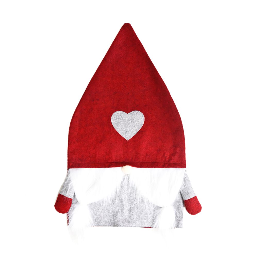 Christmas Gnome Love Heart Santa Pointed Hat Chair Cover Home Party Dining Decor