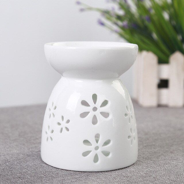 Mini Love Heart Ceramic Aroma Lamp Hollowing Candle Furnace Essential Oil Furnace Home Furnishing Decoration Handmade Gifts