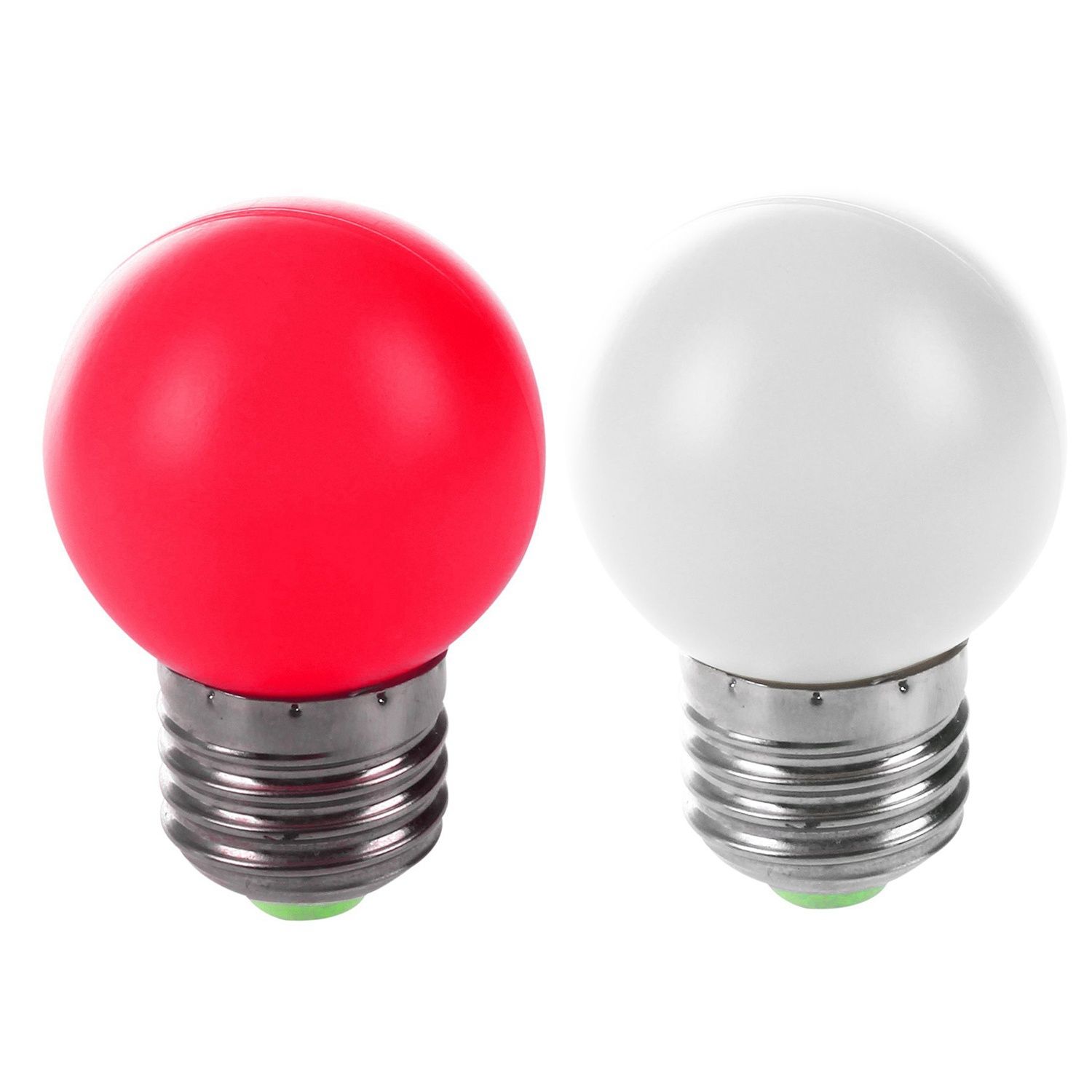 2pcs E27 LED Light White Bulb Plastic Bulb 0.5W  - White & Red
