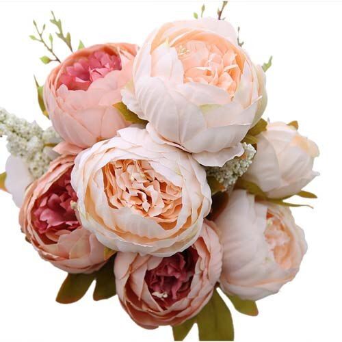 Xuanxiaotong 13 Head Peony Artificial Flowers Bouquet Home Wedding for Table Decorative Fake Peonies Bouquets