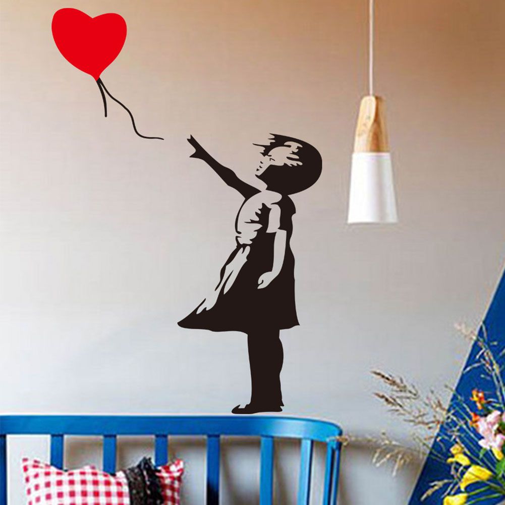 Yfashion affiti Love Heart Balloon Wall Sticker irl PVC Wallpaper Decal Mural e Decoration Sticker