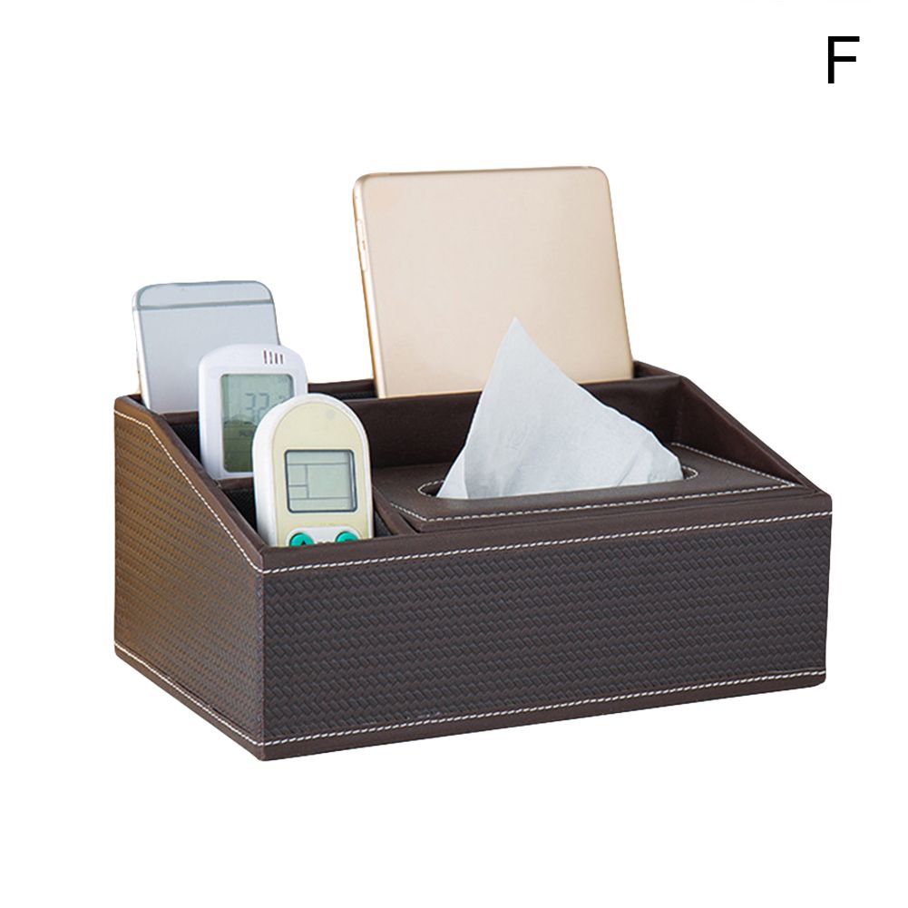 Household Desktop Faux Leather Remote Control Phone Tissue Paper Storage Box