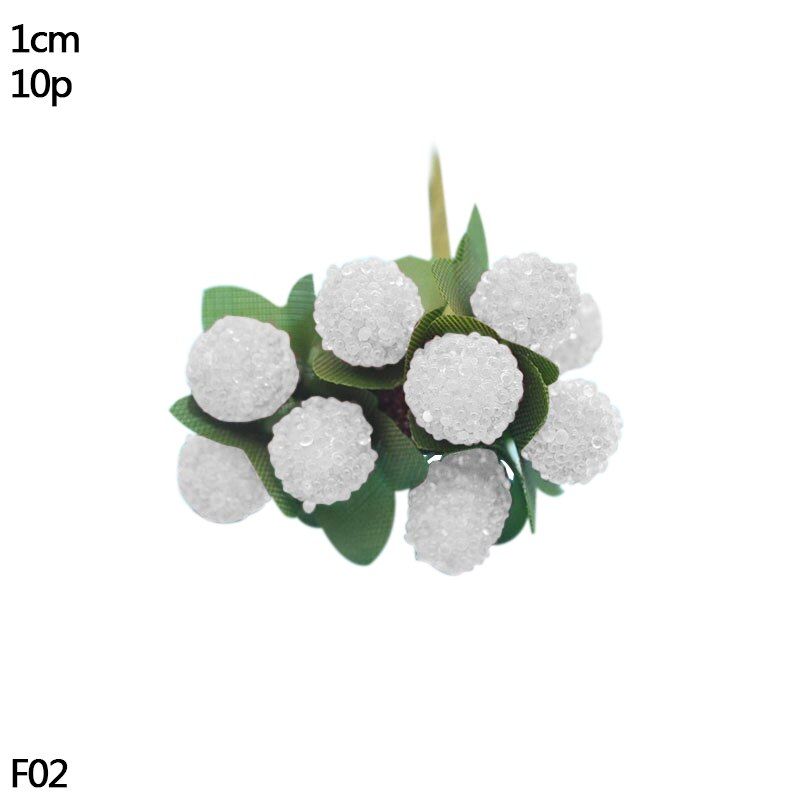 White Hybrid Flower Cherry Stamen Berries Handmade Artificial Flower DIY Wreath For Cake Decoration/Crafts/Nylon Flower DIY Gift