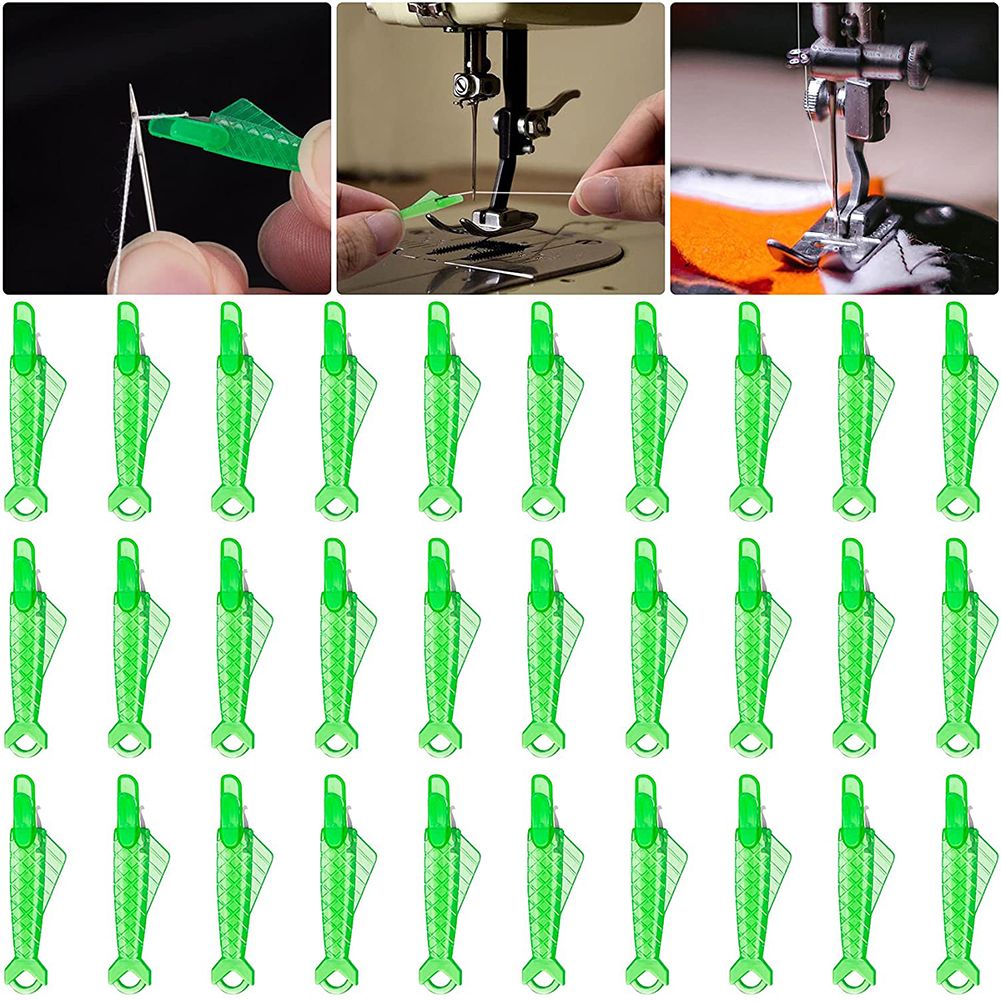 GC 1pc/30pcs Plastic Threader Fish Shape Sewing Machine Needle Threader Stitch Insertion Tool Threader model:green single