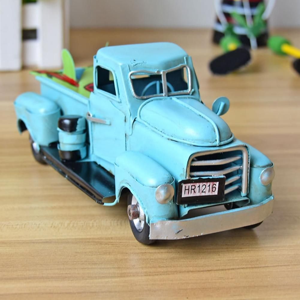 Vintage Handmade Metal Truck Christmas Ornament Kids Xmas Gifts Toy Table Top Decor