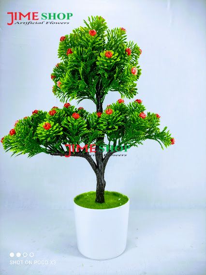 3 Head Artificial Flower Bonsai In Plastic Tob 13Inc/34Cm Long - Home Decoration Item - Home Decoration Item