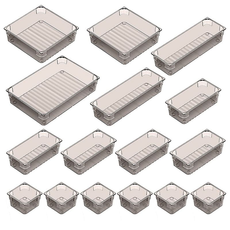 16 Pieces Drawer Organiser System, 5 Sizes Separate Drawer Organiser Organiser System Makeup Organiser Drawer for Table