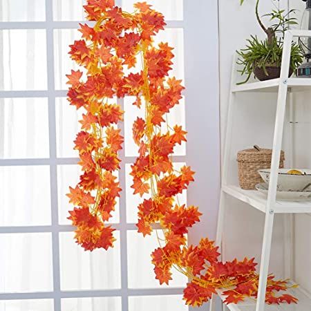 Orange Artificial Hanging Plant Leaf Decoration