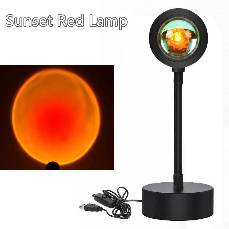 USB Projector Sunset Lamp LED Night Light Room Bedroom Bedside Table Led Rainbow Lamp For Wall Decoration Background Mood Light