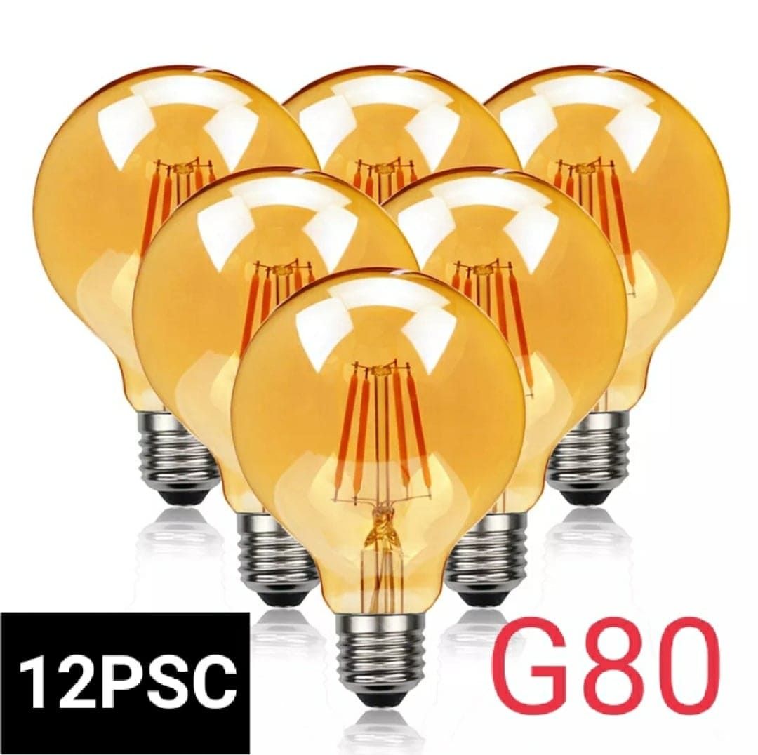G80 LED Bulb 2700K Vintage Retro Edison Bulb E27 Base AC220V Glass Bulb Amber }{ 12psc }