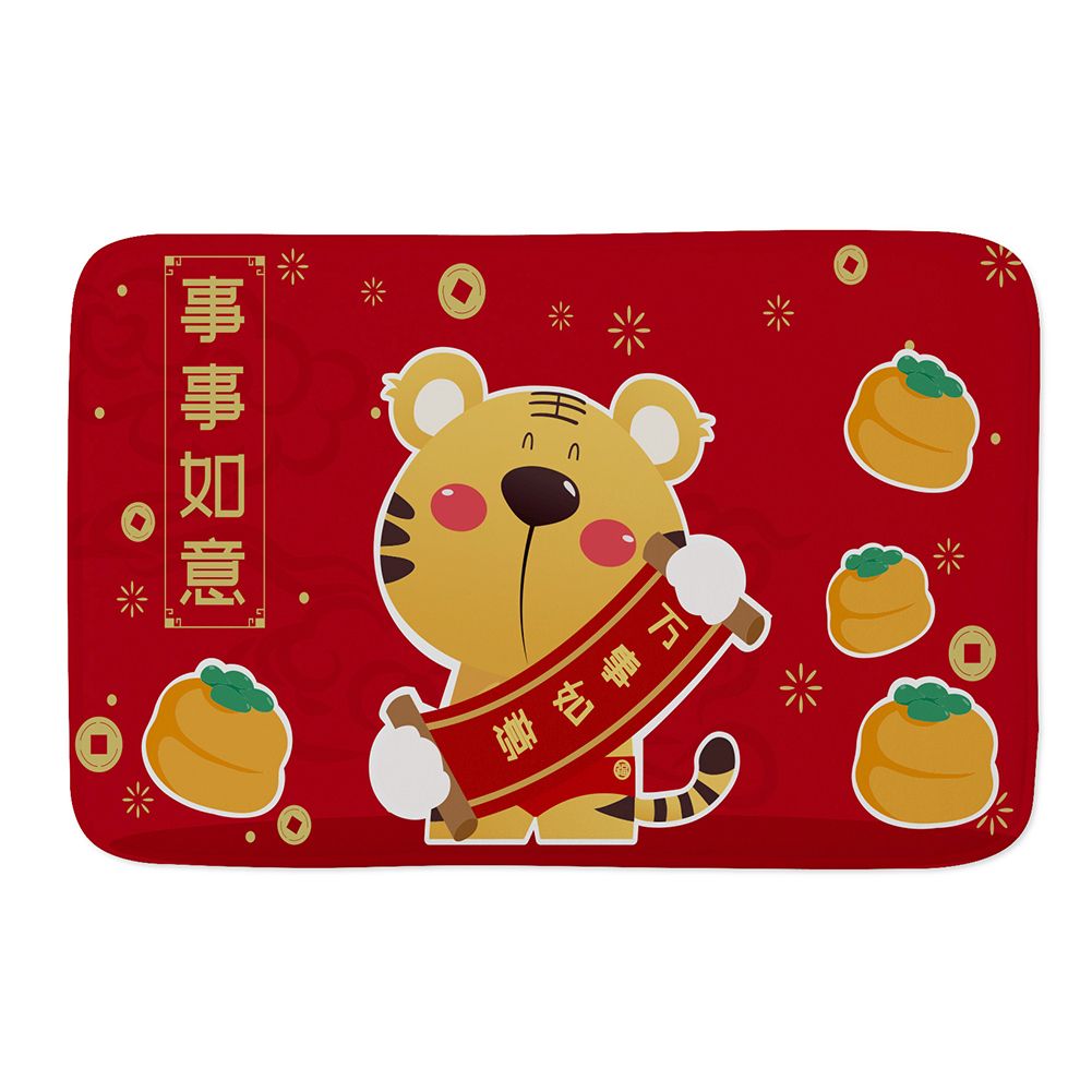 GC Thickened Water-absorbing Sponge Household Floor  Mat Stable Non-slip Bottom Chinese New Year Printed Carpet For Entrance Hallway Bedroom Door color:DT03-1