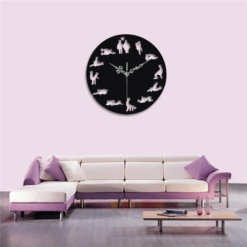 Wall Clock Fun Boudoir Home Decor Creative Modern Design Art Watch Silent Time - Mirror Black