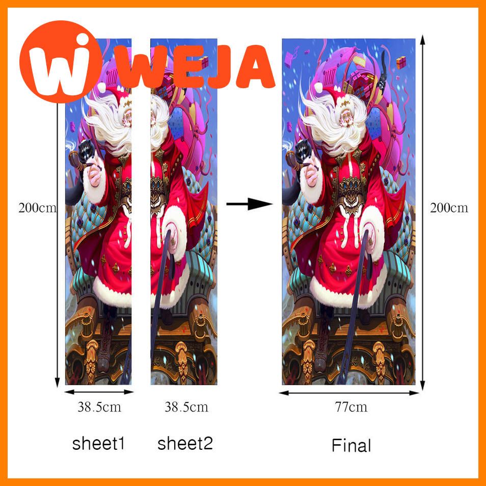 SMT027 Christmas happy new year Santa Claus and snow man Christmas outdoor decoration sticker 77cm*200cm