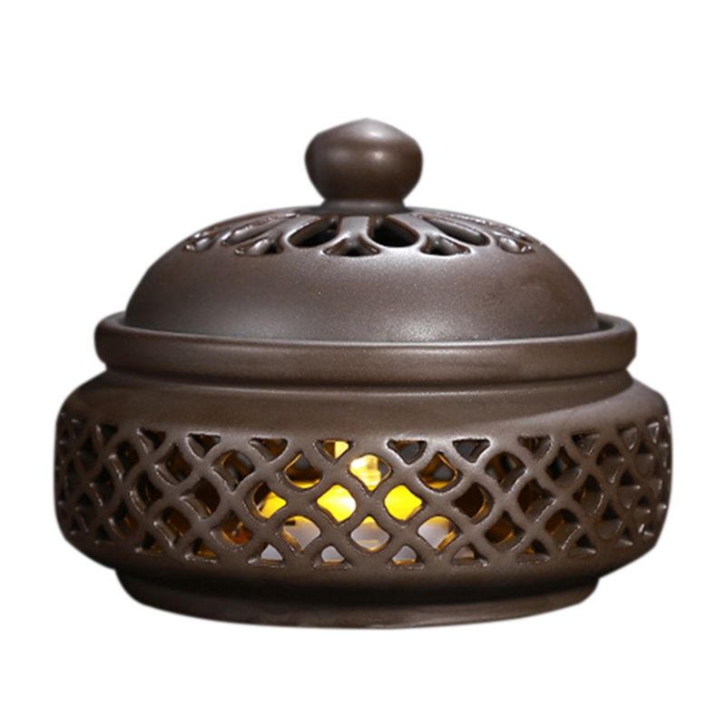 Creative Night Light Coil Incense Burner LED Handmade Hollow Incense Holder Aromatherapy Furnace Home Room Decor