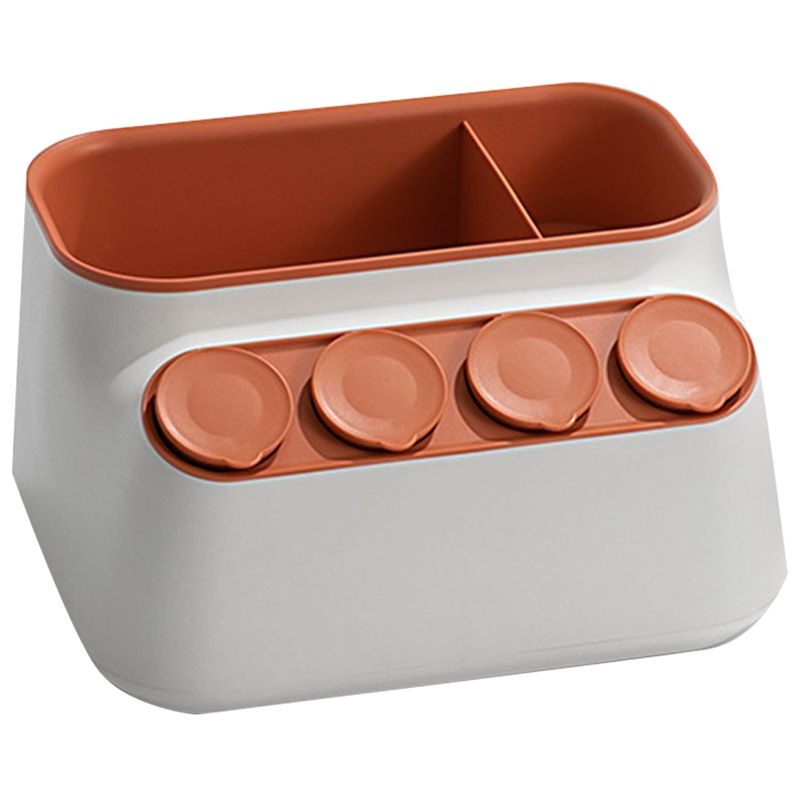 Multifunctional Spice Bottle Storage Box,Spice Jar Rack,Kitchen Storage Supplies,White&Orange