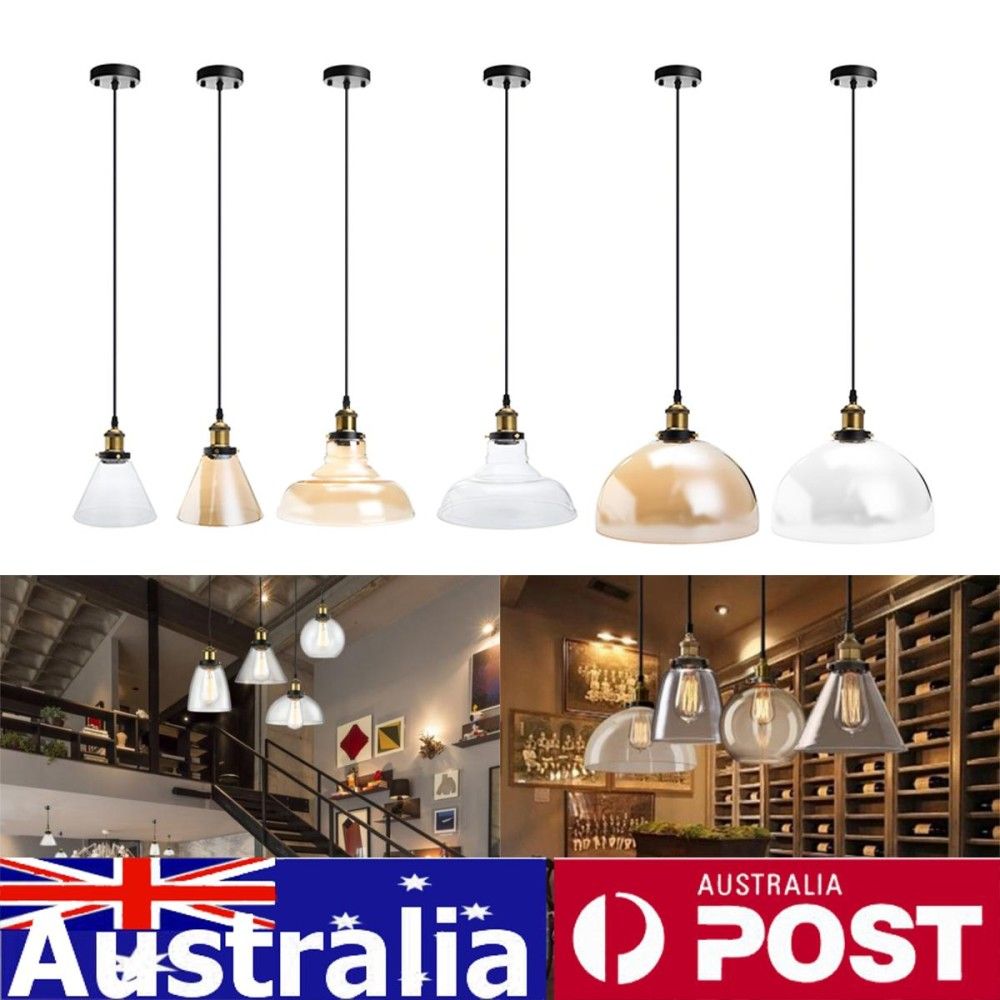 Wall Ceiling Light Vintage Industrial Loft Clear Glass Pendant Lamp Lighting E27