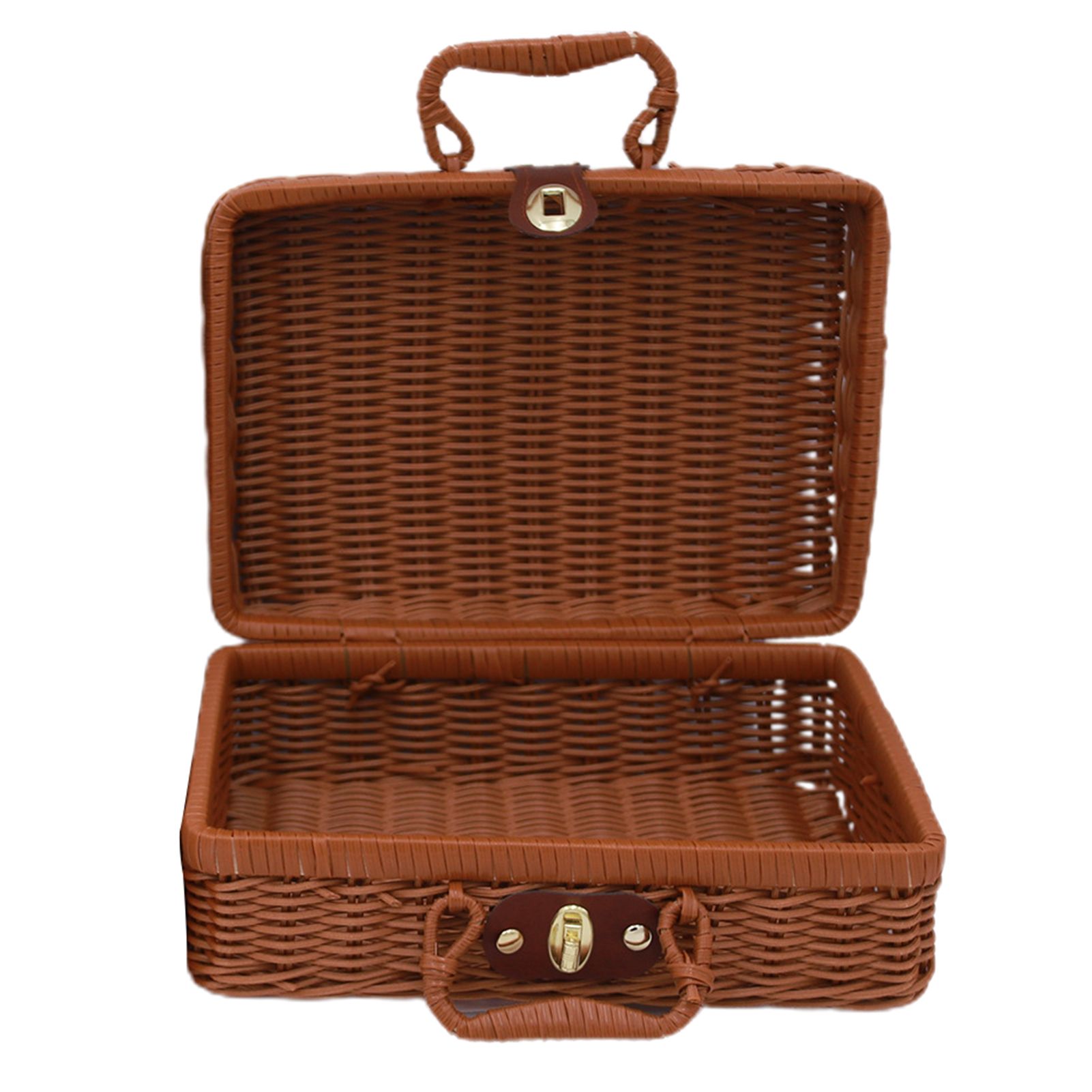 Storage Case Handmade Weaving Mini Suitcase Rattan Photo Props Cosmetic Luggage Basket Holder for Travel