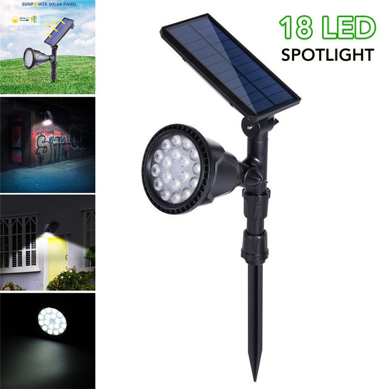 Common Outdoor Solar Light 18LED Spotlight Waterproof Landscape Lawn Path Security Lamp