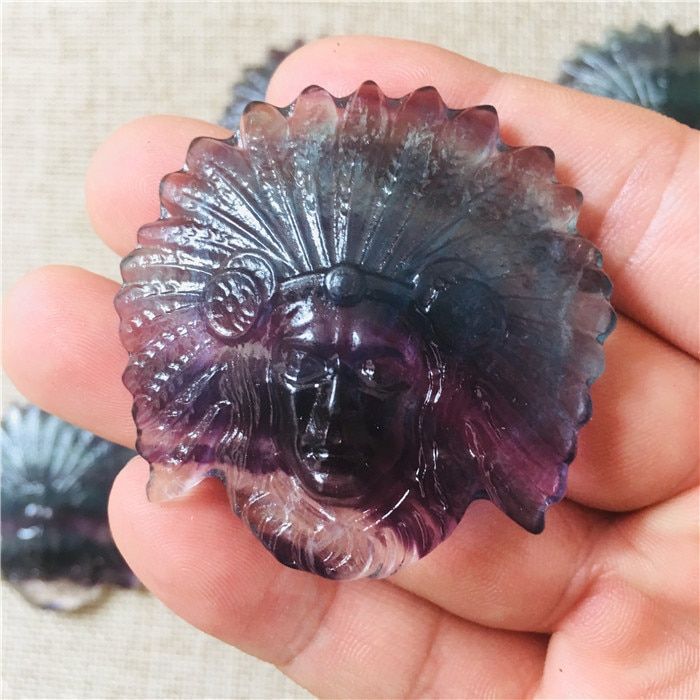 Natural crystal quartz fluorite head - portrait ornamental animal 1pc