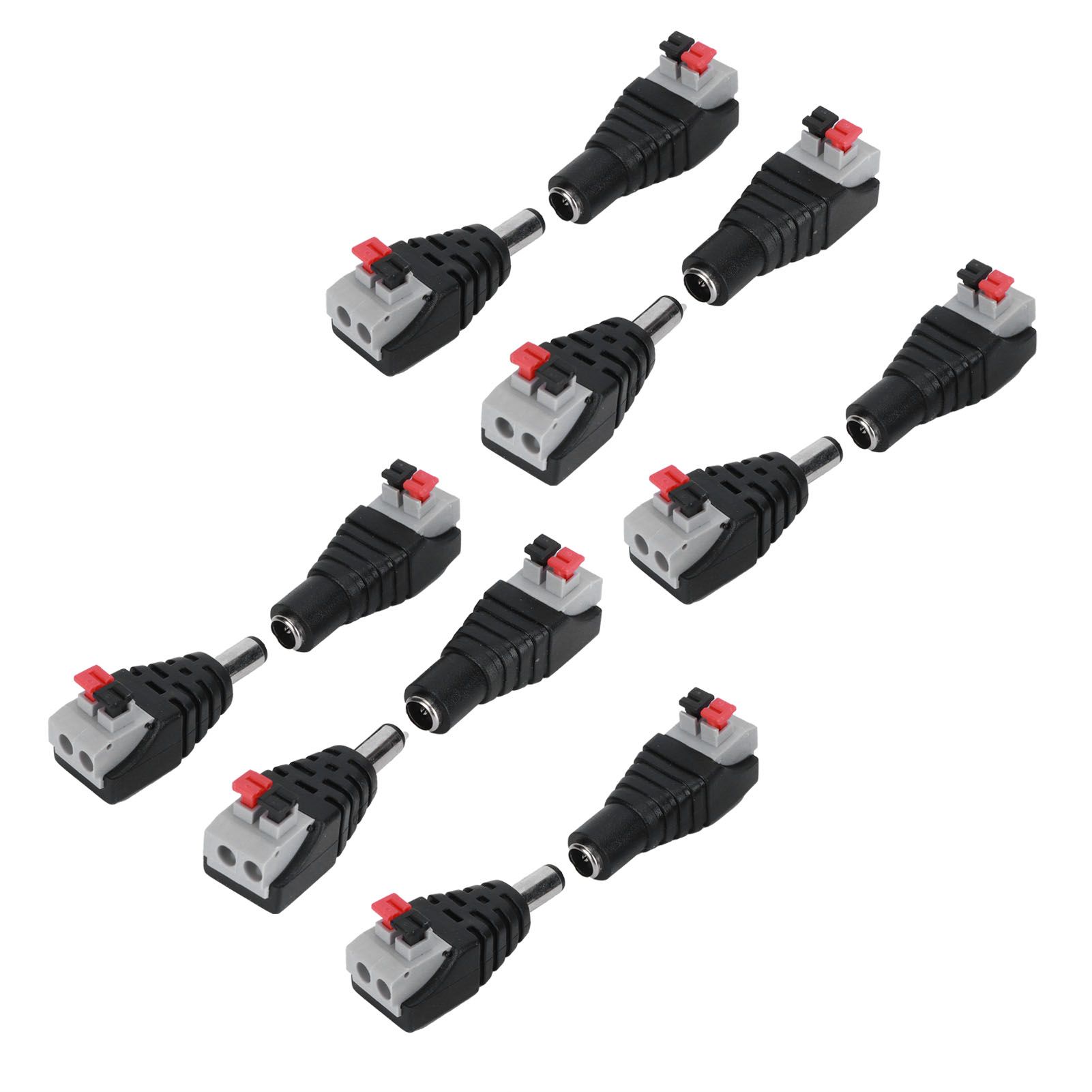 10 Pairs 12V Male And Female DC Power Plug Adapter Connector For TV Camera Black